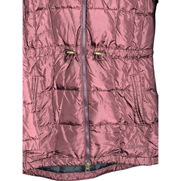 LL Bean Women’s Down Puffer Jacket With Hoodie X-Small Burgundy Water Repellent - Picture 5 of 14